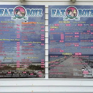 Menu posted out front