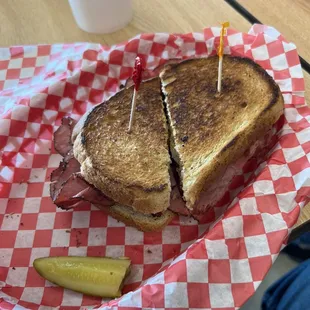 a half eaten sandwich