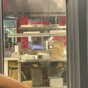 The drive through window looks kind of dirty.