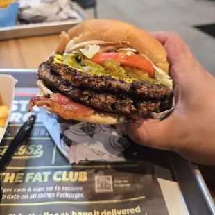 XXL burger with bacon and American cheese it was fantastic!