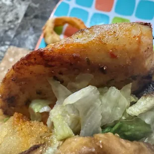 Up close on the taffy Cajun chicken!