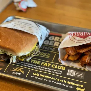 Large Fatburger (1/2 lb.) Meal with bacon and cheese along with Sweet Potato Fries