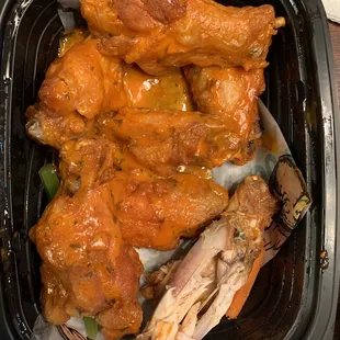chicken wings and vegetables