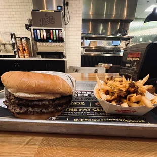 double king burger with Chili Cheese Fries!!!