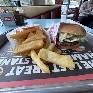 Burger and fat fries