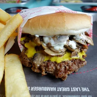 Mushroom burger...I like BBQ burger better, which is same price but much more stuff.