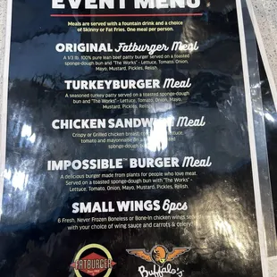 The small menu at this time