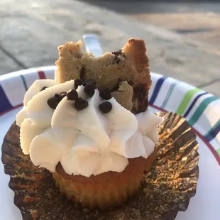 Cookie dough jumbo cupcake! Delish!