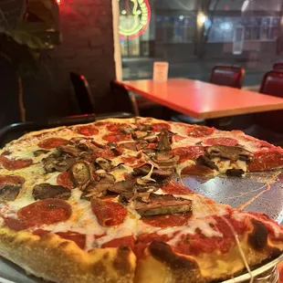 Pepperoni and Mushroom Pizza