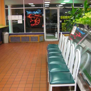 looking down the length of the shop