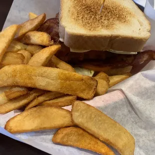 This sandwich had 7 slices of delicious, perfectly cooked bacon. YUM