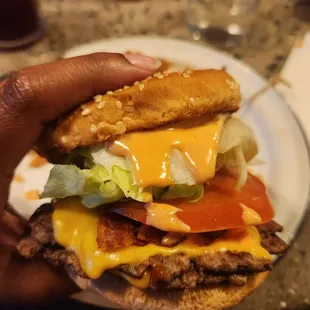 Smash burger with bacon. Comes with fries!