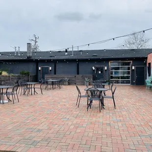 Back patio area of the coffee shop and commune