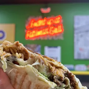 Chile Relleno Burrito but quesarito style... meat of choice was carne asada ... I will definitely come back just for this !