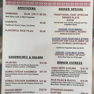 menu