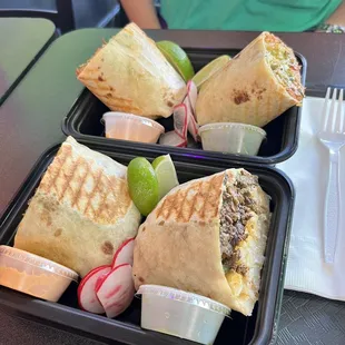 Shrimp Burrito and California Burrito