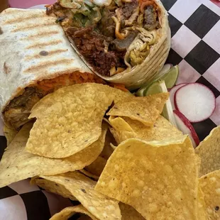 Triple Threat Burrito with birria instead of shrimp