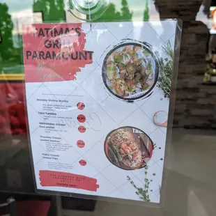 the menu for the restaurant