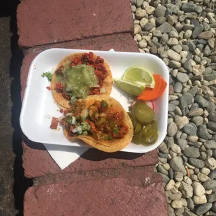 Al pastor and chorizo tacos