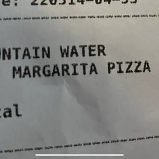 misspelled Margherita Pizza, spelled in reference to the cocktail.