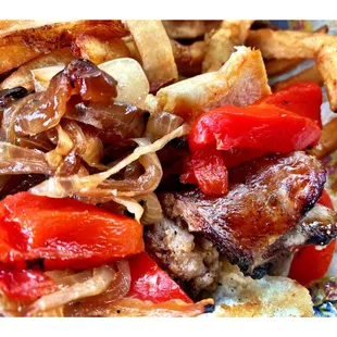 ItalianSausage(grilled onions &amp;red peppers) &amp;FreshCut Fries! Fatso&apos;s Last Stand.Chicago IL  Burgers HotDogs Chickens Italian Beef etc. Cool!