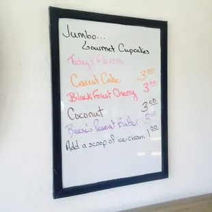 a menu on the wall
