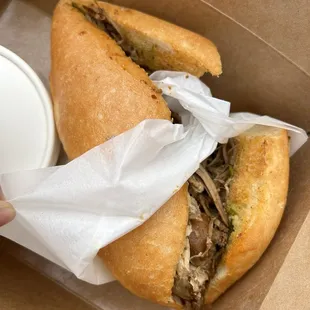 Bañado + dipping sauce (in the container that is cut off in the photo)