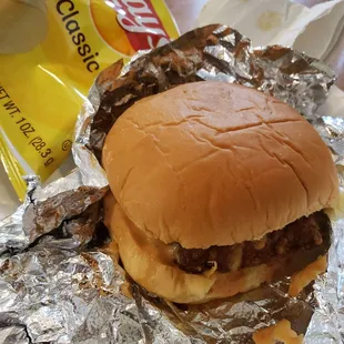 A small chicken sandwich