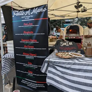 a table with a pizza on it