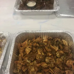 Falafel (top) Pita chips w/ Zatar