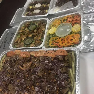 Catered food laid out