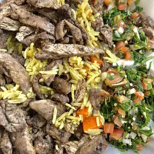 Fattoush -- chicken schwarma platter