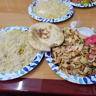 Chicken shawarma plate with side of rice