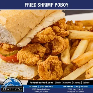 fried shrimp poboy with french fries