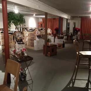 Inside, after closing time.