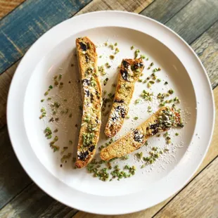 two pieces of bread on a plate