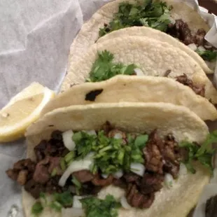 carne asada tacos! homemade corn tortillas!