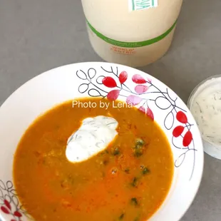 Soup: Red Lentils with Kale, Dill, and Yogurt ($14 for 1 quart) - delicious!