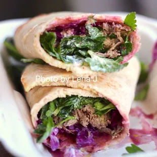 Inside of Lamb Flatbread Sandwich ($20) - braised lamb shoulder on flatbread. Good!