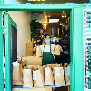 Orders lined up at pick up window