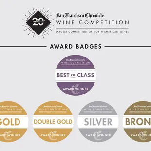 2017 Barbera - La Sophia - Gold 2017 Mouvedre'-Mataro - Silver 2016 Late Harvest Zinfandel - Silver 2018 Rose' - Bronze