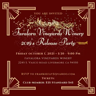 Brand New Wine Release Party Featuring 2019 Varietals