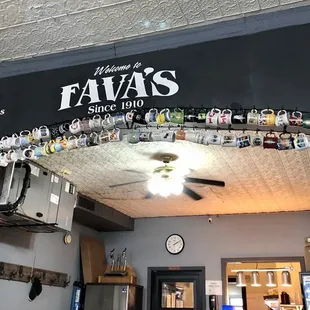the ceiling of the restaurant