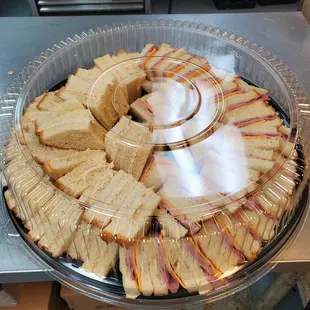 Homemade chicken salad sandwiches and ham and cheese sandwiches Large Tray