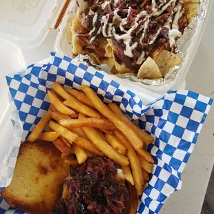 Brisket burger and nachos