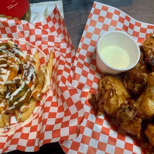 two wings and a pizza