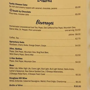 Deserts and beverages. (Subject to change)