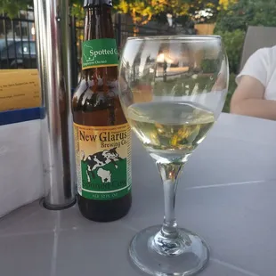 His and her drinks. Lovely outside eating on this gorgeous night.
