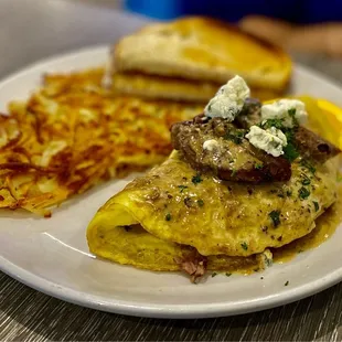 Au Poivre steak omelet weekly special