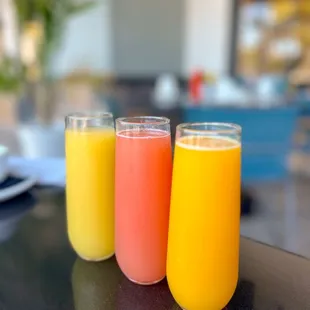 Fruit Juices: orange, grapefruit and pineapple. Also available as a mimosa